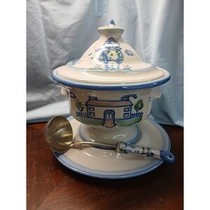 A. Hadley Large Soup Tureen with Underplate, Lid and ‎ the ladel very RARE